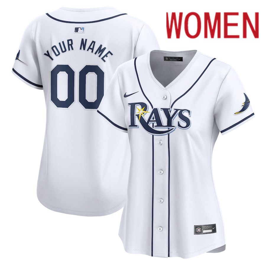 Women Tampa Bay Rays Nike White Home Limited Custom MLB Jersey->customized mlb jersey->Custom Jersey